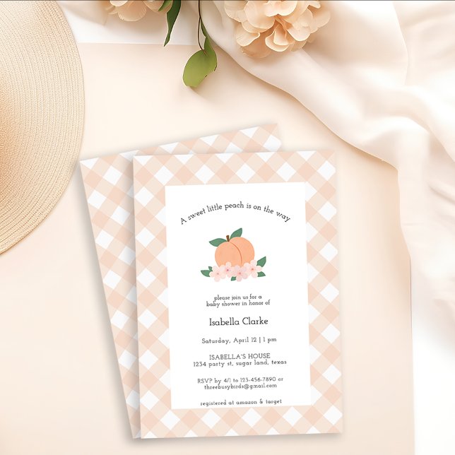 A Sweet Little Peach | Baby Girl Invitation (A Sweet Little Peach is on the way - baby shower invitation)