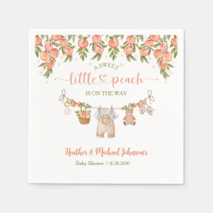A Sweet Little Peach Clothesline Boy Baby Shower Napkin