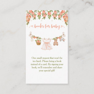 A Sweet Little Peach Clothesline Girl Baby Shower Enclosure Card