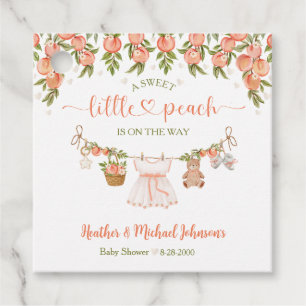 A Sweet Little Peach Clothesline Girl Baby Shower Favour Tags