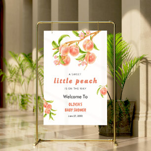 A Sweet Little Peach Fruit Baby Shower Welcome Poster