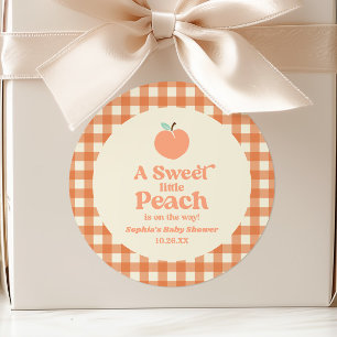 A Sweet Little Peach Fruit Pink Orange Baby Shower Classic Round Sticker