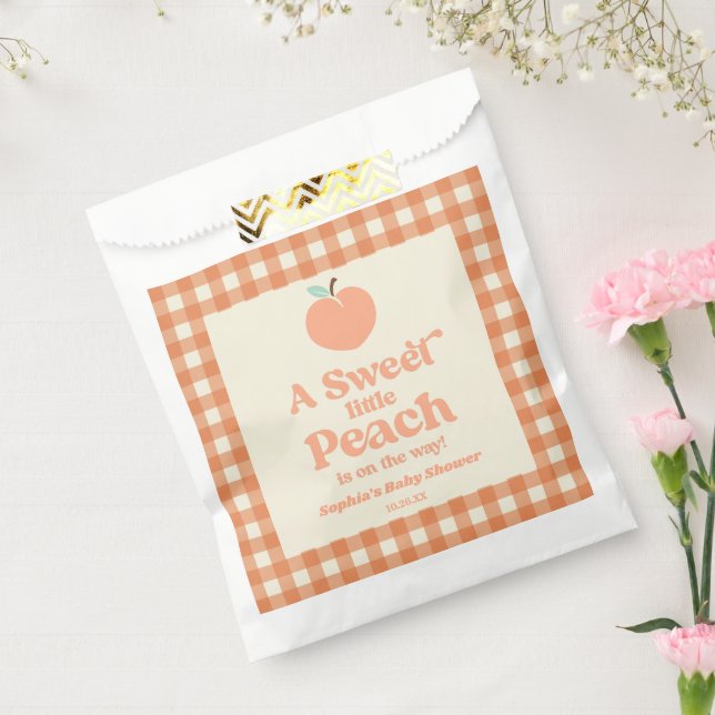A Sweet Little Peach Fruit Pink Orange Baby Shower Favour Bags (Sealed)