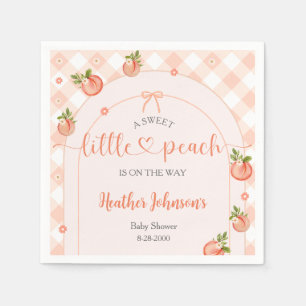A Sweet Little Peach Gingham Baby Shower Napkin