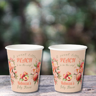 A Sweet Little Peach Summer Floral Baby Shower Paper Cups
