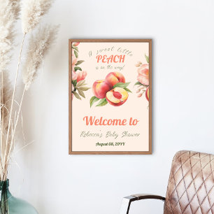 A Sweet Little Peach Summer Floral Baby Shower Poster