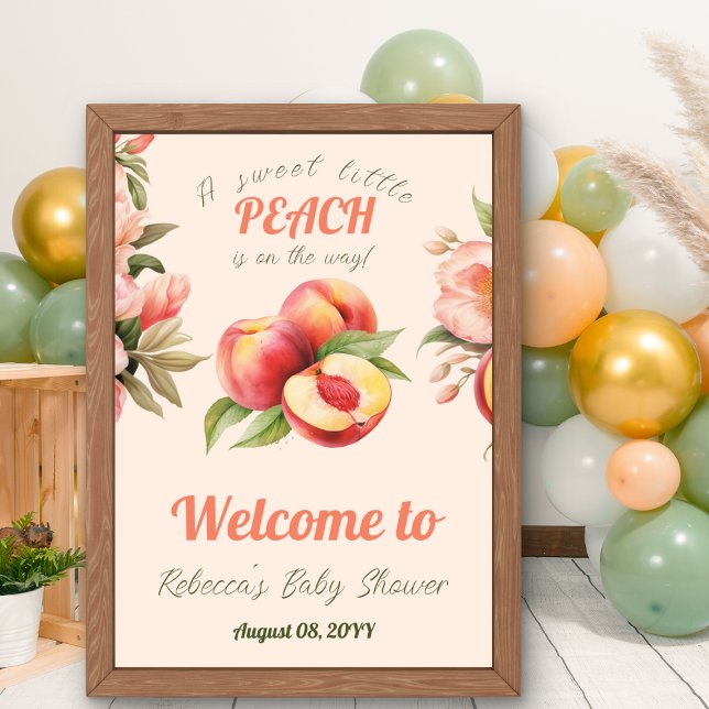 A Sweet Little Peach Summer Floral Baby Shower Poster (Creator Uploaded)