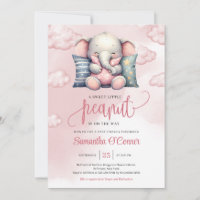A sweet little peanut cute elephant on cloud