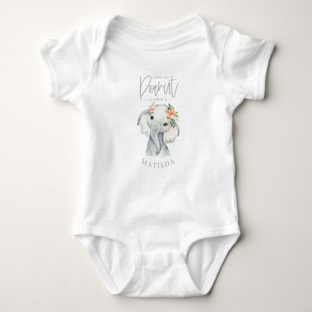 a sweet little peanut elephant birthday party baby bodysuit (Front)