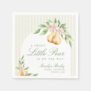 A Sweet Little Pear Watercolor Pastel Baby Shower Napkin
