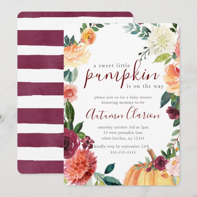 A Sweet Little Pumpkin Autumn Baby Shower Invitation (Front/Back)
