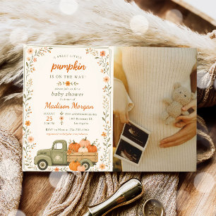 A Sweet Little Pumpkin Baby Shower Photo Invitation