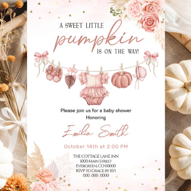 A sweet little pumpkin Clothesline Baby Shower  Invitation (Creator Uploaded)