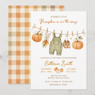 A Sweet little Pumpkin Clothesline Baby Shower Invitation