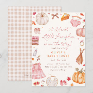 A Sweet Little Pumpkin Fall Girl Baby Shower Invitation
