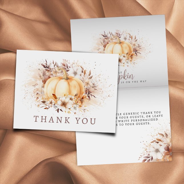 A Sweet Little Pumpkin Neutral Baby Shower Folding Thank You Card (Creator Uploaded)