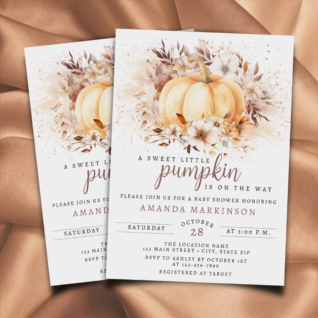 A Sweet Little Pumpkin Neutral Baby Shower Invitation (Creator Uploaded)