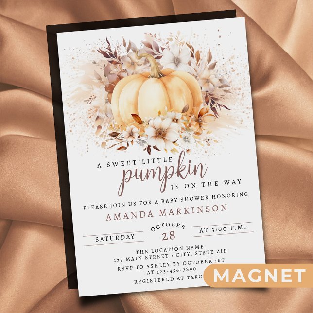 A Sweet Little Pumpkin Neutral Baby Shower Magnetic Invitation (Creator Uploaded)