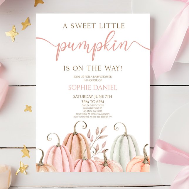 A Sweet Little Pumpkin Pink Orange Baby Shower Invitation (Creator Uploaded)