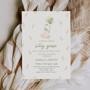 A Sweet Little Silly Goose Balloons Baby Shower Invitation