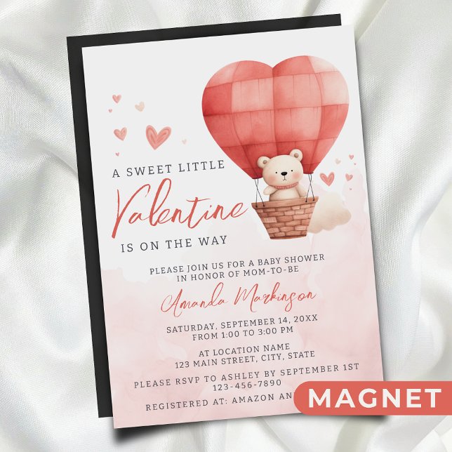A Sweet Little Valentine is on the Way Baby Shower Magnetic Invitation (Creator Uploaded)