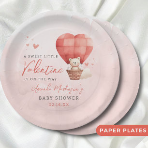 A Sweet Little Valentine is on the Way Baby Shower Paper Plate