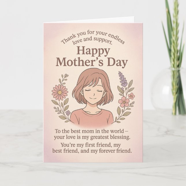A sweet Mother's Day greeting card - thank you to  (Front)