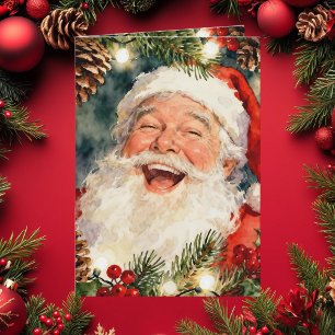 A Sweet Old-Fashioned Santa   Vintage Christmas Holiday Card