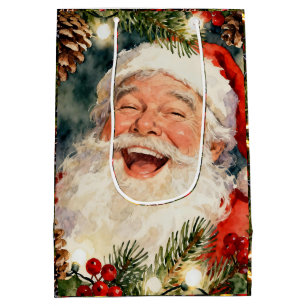 A Sweet Old-Fashioned Santa   Vintage Christmas Medium Gift Bag