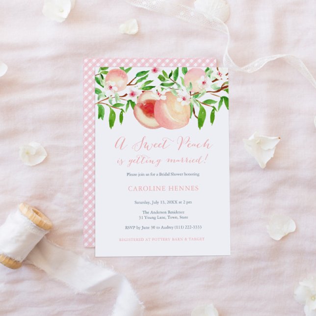 A Sweet Peach Is Getting Married Bridal Shower Invitation (Creator Uploaded)