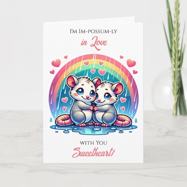 A Sweet Possum Themed Valentine's Day  Card (Front)