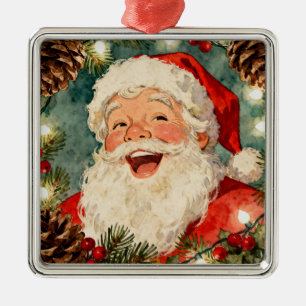 A Sweet Retro Santa Claus   Vintage Christmas Metal Tree Decoration