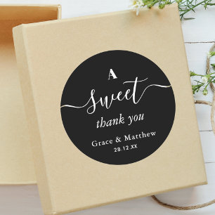 A Sweet Thank You Black White Combo Wedding Favour Classic Round Sticker