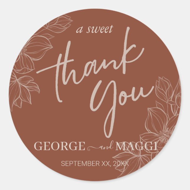 a Sweet Thank You Classic Round Sticker (Front)
