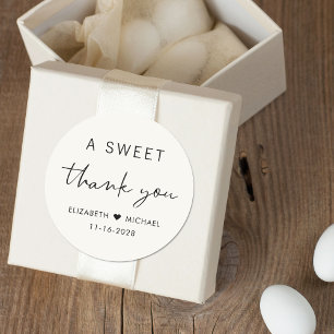 A Sweet Thank You Cream Wedding Classic Round Sticker