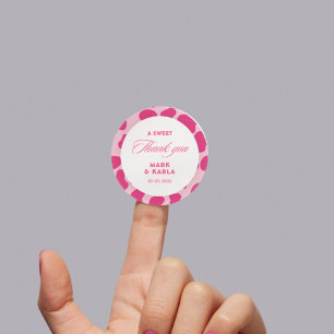 A Sweet Thank You Disco Pink Cowgirl Wedding Favou Classic Round Sticker