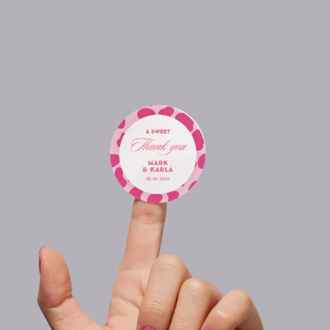 A Sweet Thank You Disco Pink Cowgirl Wedding Favou Classic Round Sticker (Creator Uploaded)