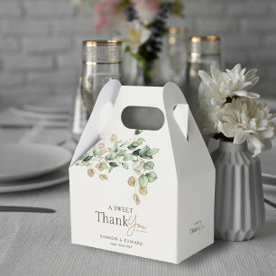 A Sweet Thank You Eucalyptus Greenery Gold Wedding Favour Box
