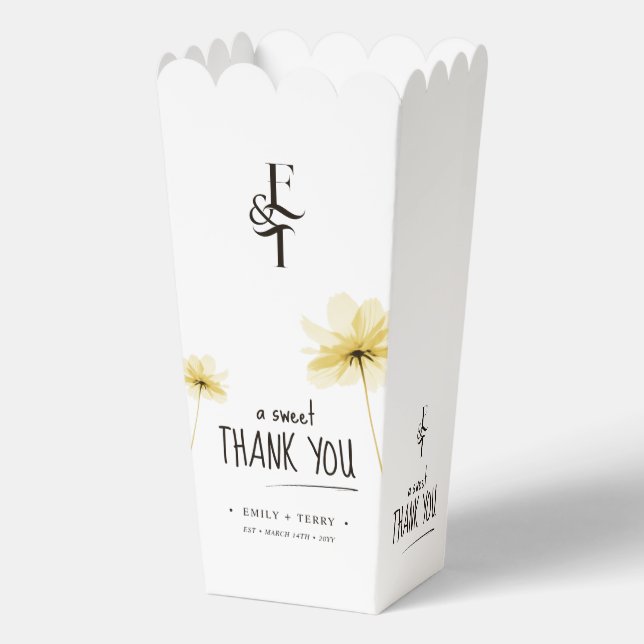 A Sweet Thank You Floral Monogram Minimal Wedding Favour Box (Front)
