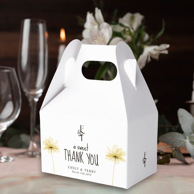 A Sweet Thank You Floral Monogram Minimal Wedding Favour Box (Creator Uploaded)
