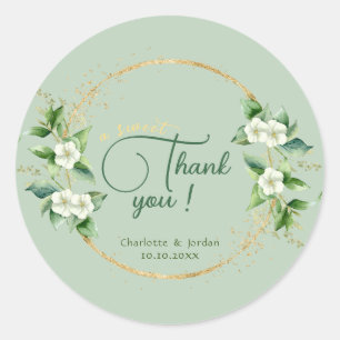 A Sweet Thank You Gold Greenery Eucalyptus Wedding Classic Round Sticker
