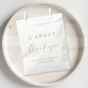 A Sweet Thank You Gold Script Wedding Favour Bags