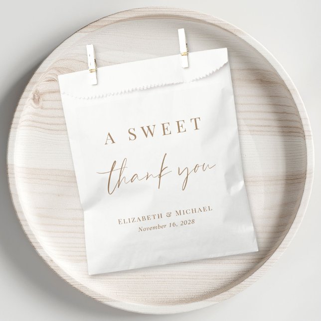 A Sweet Thank You Gold Script Wedding Favour Bags (Creator Uploaded)