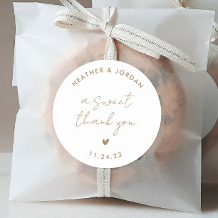 A Sweet Thank You Gold Wedding Sweet Favour Classic Round Sticker