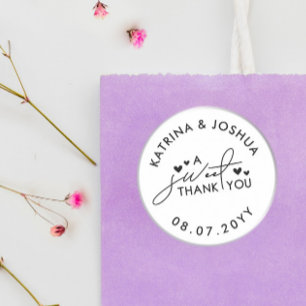 A Sweet Thank You Hearts Wedding Favour Classic Round Sticker