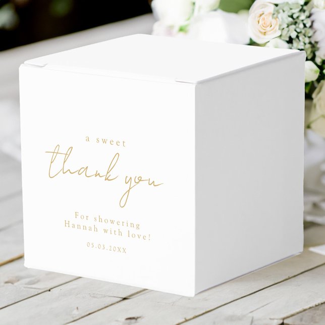 A sweet thank you! Minimal, luxury, bridal shower Favour Box (Personalized "A sweet thank you!"  Minimal, luxury, bridal shower Favor Boxes with your name & date.)