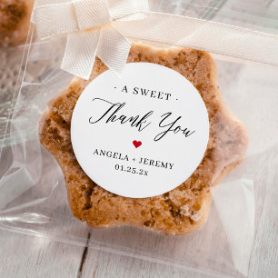 A Sweet Thank You Minimalist Wedding Favour  Classic Round Sticker