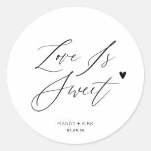 A Sweet Thank You Minimalist Wedding Sweet Favor Classic Round Sticker
