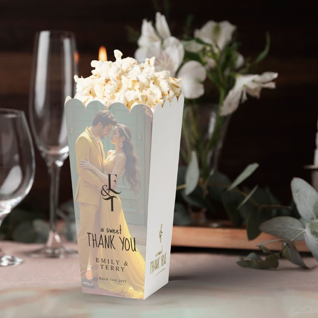 A Sweet Thank You Monogram Minimal Wedding Photo Favour Box (Creator Uploaded)