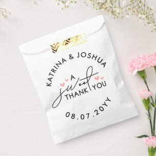 A Sweet Thank You Pink Hearts Wedding Favour Bags